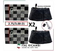 COPPIA DUE 2 CAMERE D'ARIA MOTO CROSS 2.75 3 00 21 VALVOLA SCHRADER