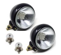 COPPIA FANALI ANTERIORI UNIVERSALI AMA METALLO PER TRATTORE SX+DX + LAMPADINE