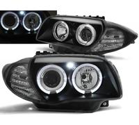 Coppia Fanali Fari BMW Serie 1 E87/E81/E82/E88 Di 2004 A 2011 Angel Eyes Nero