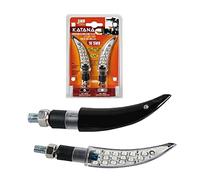 COPPIA FANALINI INDICATORI DI DIREZIONE FRECCIA LUCE A LED ARANCIONE KATANA 12 V NERE LAMPA