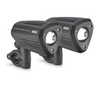 GIVI Coppia di proiettori supplementari universali, con tecnologia a led e corpo in alluminio verniciato nero.