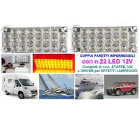 COPPIA FARETTO MARINO a 22 LED GIALLO-ARANCIO 12V + DRIVER LAMPEGGIO per BARCA
