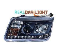 Coppia fari anteriore TUNING BORA 98-05 neri con luce diurna DRL LED omologa