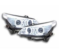 Coppia fari anteriori Angel Eyes CCFL Xenon BMW serie 5 E60/E61 03-04 cromato