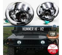 Coppia FARI Anteriori FULL LED 7" PER Hummer H1 H2 6500K DRL Angel Eyes GHIACCIO