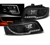 Coppia fari Audi A4 00-04 luce diurna led LTI nero lampeggiante led