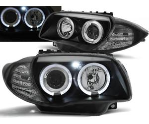 Coppia fari BMW Serie 1 E87/E81/E82/E88 dal 2004 al 2011 angel eyes nero