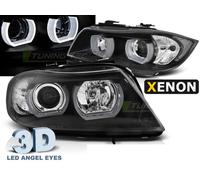 Coppia fari BMW Serie 3 E90/E91 05-08 xeno angel eyes led 3D nero