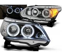 Coppia fari BMW serie 5 E60/E61 03-07 Angel Eyes cromati LED