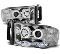 Coppia fari Dodge Ram 02-06 angel eyes cromati
