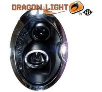 Coppia fari fanali anteriori TUNING 01-06 nero ottica diurna con anelli Alogeni