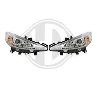 Coppia fari fanali anteriori TUNING 207 2006- 2009 cromati H1 con motorino DRL