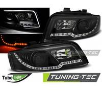 Coppia Fari Fanali Anteriori Tuning A4 10.00-10.04 LED TUBE LIGHTS Nero