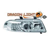 Coppia fari fanali anteriori TUNING A4 99-00 chrome con Dayline a LED