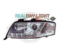 Coppia fari fanali anteriori TUNING A6 01-04 chrome con Dayline a LED H1+H1