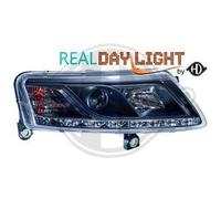 Coppia fari fanali anteriori TUNING A6 04-08 H7+H1 neri con luce diurna DRL