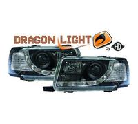 Coppia fari fanali anteriori TUNING audi 80 1991 1994 nero con Dayline a LED