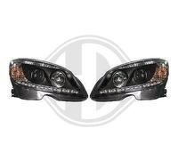 Coppia fari fanali anteriori TUNING Classe C W204 2007-02/2011 neri Alogeni H7