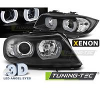 Coppia Fari Fanali Anteriori Tuning E90/E91 03.05-08.08 3D U-TYPE Nero Xenon D1S