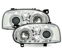 Coppia Fari Fanali Anteriori TUNING Golf 3 III Cromati H7/H9 CCFL Angel Eyes