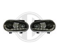 Coppia fari fanali anteriori TUNING GOLF IV 1997- 2003 neri Dayline a LED H1+H1