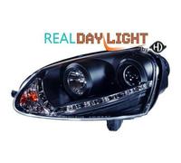 Coppia fari fanali anteriori TUNING GOLF V 03- neri luce diurna DRL LED Alogeni
