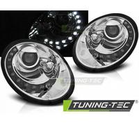 Coppia Fari Fanali Anteriori Tuning NEW BEETLE 06-12 LED e Alogeno H7 CROMATI