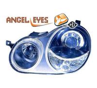 Coppia fari fanali anteriori TUNING POLO 9N 01-05 neri con anelli ANGEL EYES