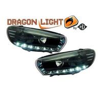 Coppia fari fanali anteriori TUNING SCIROCCO 08-14 neri H7+H1 mot reg Alogeni