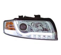 Coppia fari fanali anteriori TUNING tubelight A4 00-04 cromati H1+H1 Alogeni
