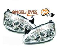 COPPIA FARI FANALI ANTERORI TUNING PER CORSA C 2000-2006 ANGEL EYES CROMATI