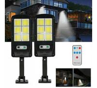 COPPIA FARI LAMPIONE STRADALE PANNELLO FARETTO SOLARE SENSORE 6 LED COB FARO
