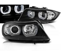Coppia fari LED 3D Angel Eyes neri per BMW Serie 3 E90/E91 05-08