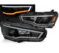 Coppia fari Mitsubishi Lancer 8 dal 2008 al 2016 LED LTI lampeggiante dyn nero