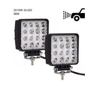 COPPIA FARI QUADRATI 16 LED 48 WATT LUCE FREDDA AUTO CAMPER CAMION BARCHE