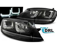 Coppia fari VW Golf 7 12-17 luce diurna led tipo U DRL nero linea nero