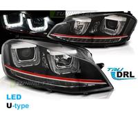 Coppia fari VW Golf 7 2012-2017 LED U-type DRL nero linea rossa