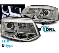 Coppia fari VW T5 10-15 U-Type DRL LED cromati