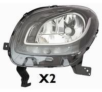 COPPIA Faro Fanale anteriore DX SX SMART FORTWO/FORFOUR 11/2014> H4 A LED P/NERA