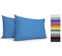 Coppia Federe con Patella di 25 cm per Guanciali 100% Cotone Misura cm 50x80 Colore AVIO Made in Italy 57 fili al cm2
