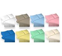 Coppia Federe Copri Guanciali Tinta Unita 26 Colori 100% Cotone Misura 52x82 (Ocra)