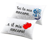 Coppia Federe Cuscini - divertenti matrimoniali Sei la mia ancora e il mio ancora - Made in italy Cotone 100% (Grigio)