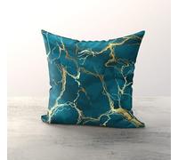 Coppia Federe Cuscino 42x42 cm in Microfibra - Fantasia Marmo Ottanio con Stampa Digitale HD - Arredo Moderno per Divano, Letto o Poltrona - Sfoderabili e Lavabili