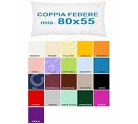 Coppia federe cuscino 50x80 - Tinta unita 100% cotone - Colori a scelta