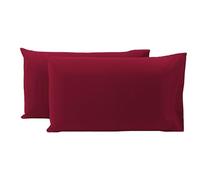 Coppia Federe - Cuscino da Letto - Sofia 100% Cotone Naturale - Tinta Unita 50x80CM (4611) (Rosso)