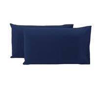 Coppia Federe Cuscino Sofia 100% Cotone Naturale In Tinta Unita 50x80CM (4611) (Blu)