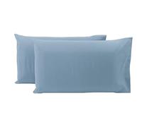 Coppia Federe Cuscino Sofia 100% Cotone Naturale In Tinta Unita 50x80CM (4611) (Celeste)