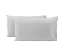 Coppia Federe Cuscino Sofia 100% Cotone Naturale In Tinta Unita 50x80CM (4611) (Grigio Chiaro)