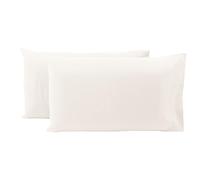 Coppia Federe Cuscino Sofia 100% Cotone Naturale In Tinta Unita 50x80CM (4611) (Panna)