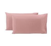 Coppia Federe Cuscino Sofia 100% Cotone Naturale In Tinta Unita 50x80CM (4611) (Rosa Cipria)